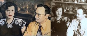 Photo of a historic moment with a couple in a tavern, with source image by artist Maryanne Chisholm