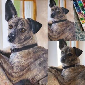 Portrait of a Brindle Dog by artist Maryanne Chisholm