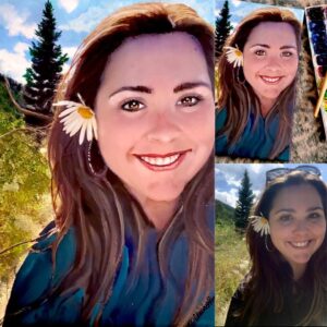 Portrait of young girl with daisy in the mountains, by artist Maryanne Chisholm