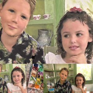 Portrait of two children, by artist Maryanne Chisholm. A young Boy and Girl.