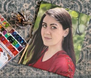 Portrait of a teenage girl with tree in background by Maryanne Chisholm