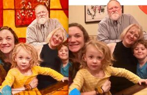 Composite portrait of a happy family, by artist Maryanne Chisholm