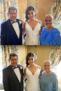 Portrait of a bride with her parents on her wedding day.Portrait of a bride with her parents on her wedding day. By Maryanne Chisholm.