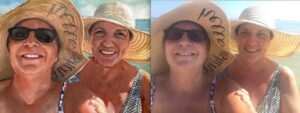 Portrait of two sisters at the beach by Maryanne Chisholm