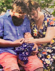 Portrait of new parents and their newborn by Maryanne Chisholm