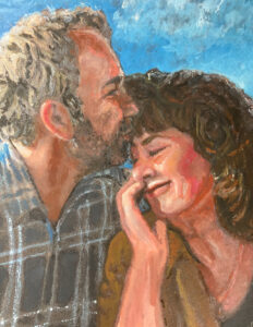 Memorial portrait for Widower of his wife and he during happy times by artist Maryanne Chisholm