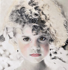 Portrait of a little girl in black and white with tint