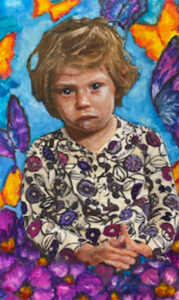 Portrait of a grumpy girl in pop art style by Maryanne Chisholm
