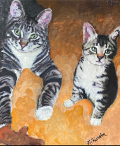 Portrait of a Tabby cat and her kitten
