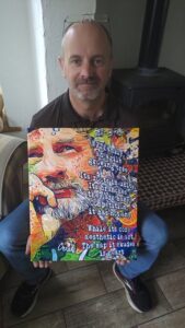 Paidraig with his Impressonist Portrait by artist Maryanne Chisholm