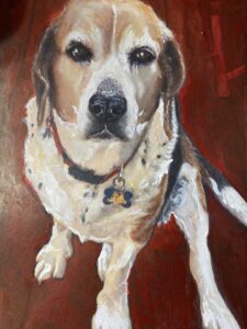 Portrait of a very good boy, dog, by artist Maryanne Chisholm