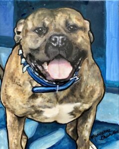 Portrait of a pop art styled bulldog by artist Maryanne Chisholm