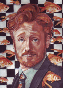 Portrait of Conan O' Brien with Fish by artist Maryanne Chisholm