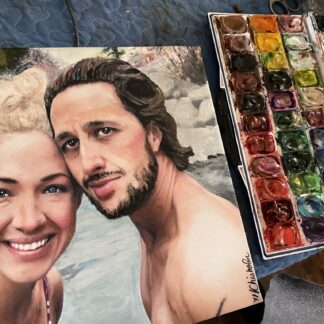 12 x 12 Inch Portrait original watercolor on canvas.