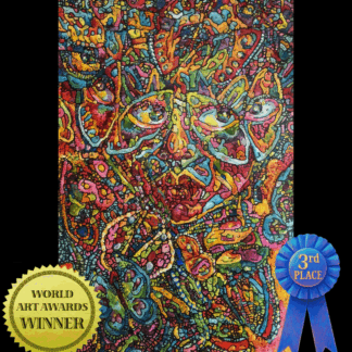 “Kaleidoscope of Resolve” is a vibrant, surrealism abstract, emotionally charged original painting by internationally recognized artist Maryanne Chisholm.