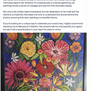 Maryanne Chisholm Fine Art & Portraits Positive client Review